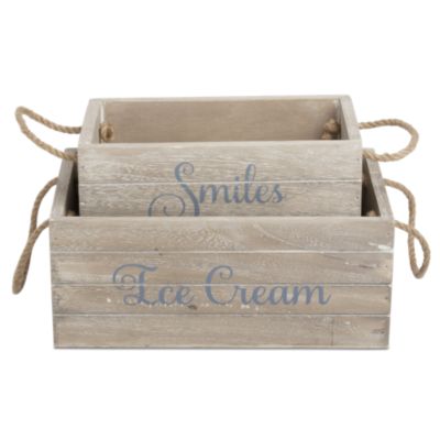 wooden nested storage box set of 2