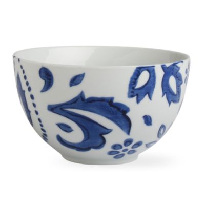 indigo paisley white bowl