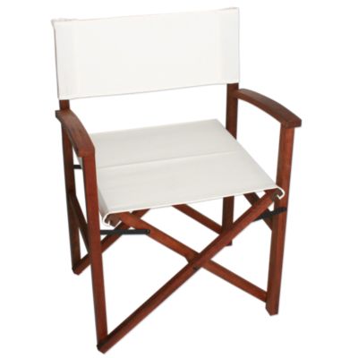 Campaign Chair-White on Natural Frame