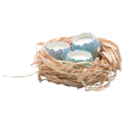 Easter Cracked Eggs in a Nest Candle Set of 3