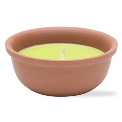 terracotta light green outdoor candlepot