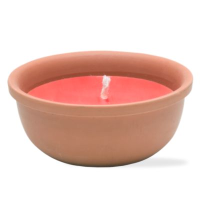 terracotta red outdoor candlepot
