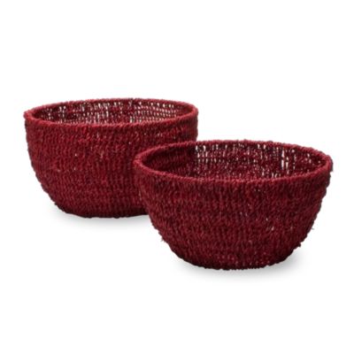 Seagrass Red Round Basket Set of 2