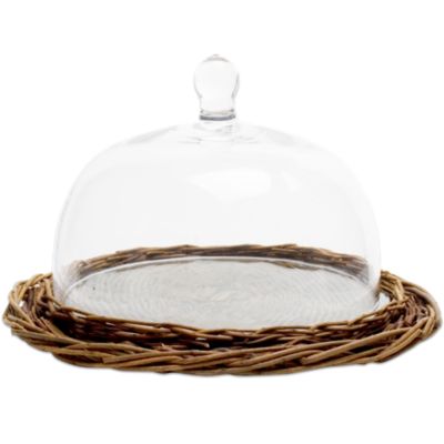 willow & glass large cheese dome set