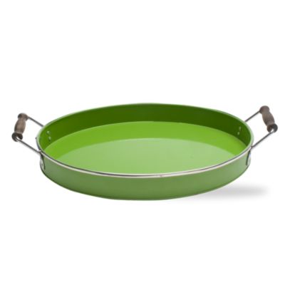 Green Garden Metal Oval Tray