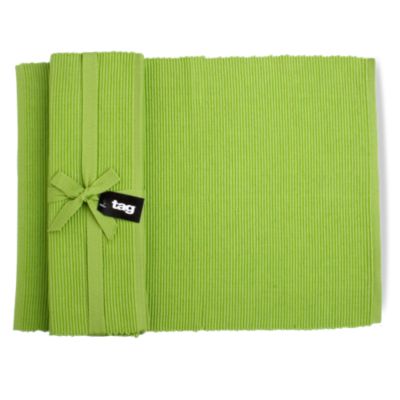 Basic Solid Green Ribbed Placemat Set Of 4