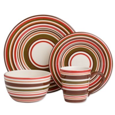 sonoma chocolate stripe 16 piece dinnerware set