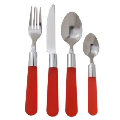 Gel Red 16 Piece Flatware Set