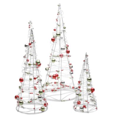 Happy Holidays Beaded Wire Tree Set of 3