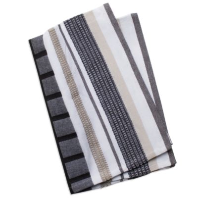 basic charcoal waffle weave stripe dishtowel