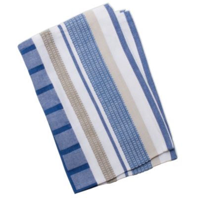 basic blue waffle weave stripe dishtowel