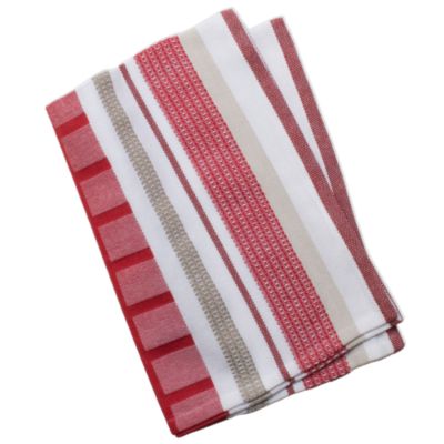 basic red waffle weave stripe dishtowel