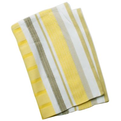 basic yellow waffle weave stripe dishtowel