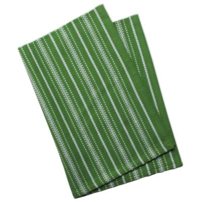 basic green dobby stripe dishtowel