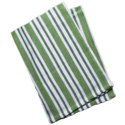 basic green basket weave stripe dishtowel