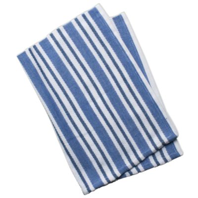 basic blue basket weave stripe dishtowel