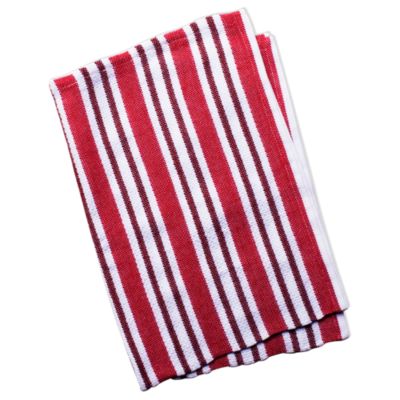 basic red basket weave stripe dishtowel