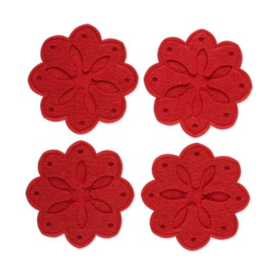 Christmas Snowflake Felt Wine Coaster Set of 4