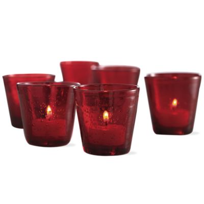 Bubble Glass Red Votive Holder
