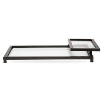 Bi-Level Black Glass Tray