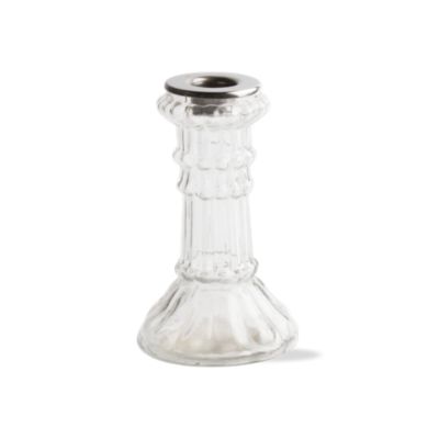 Rosanna Short Clear Glass Candlestick Holder