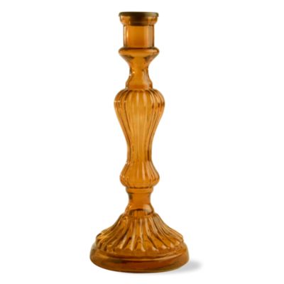 Rosanna Tall Amber Glass Candlestick Holder