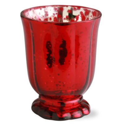 Mercury Glass Red Footed Tealight Holder