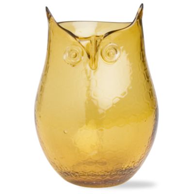 Autumn Owl Amber Glass  Hurricane