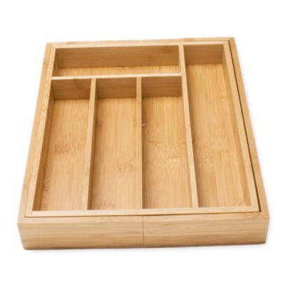 Bamboo Adjustable Flatware Drawer Organizer