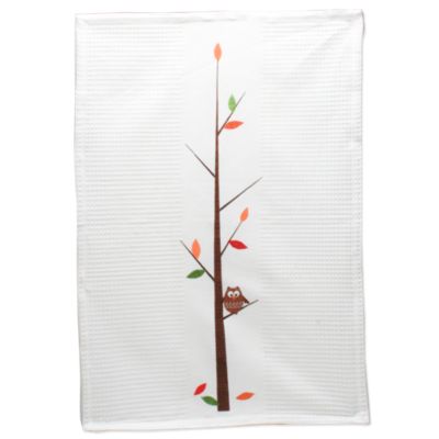 Autumn Owl Embroidered Dishtowel
