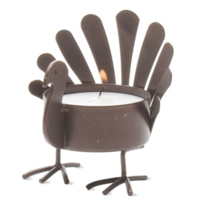 Thanksgiving Turkey Bronzed Footed Tealight Holder