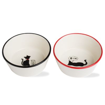 meow & woof cat food & water bowl set of 2