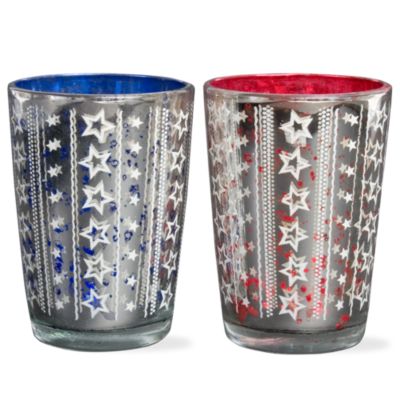 stars mercury glass votive holder set of 2