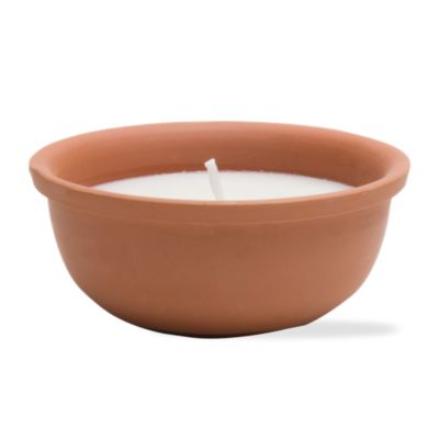 terracotta white outdoor candlepot