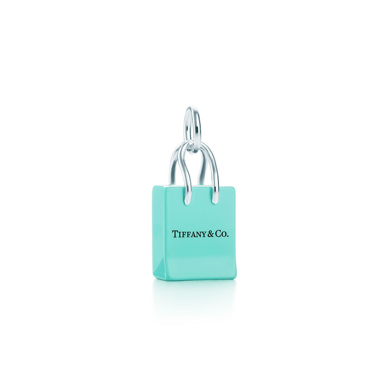 Tiffany & Co.® shopping bag charm in sterling silver with enamel ...