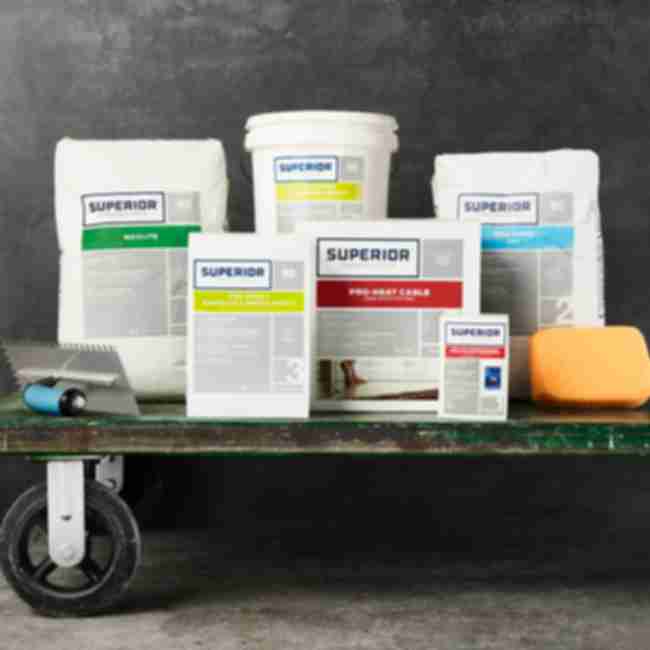 Utility cart loaded with Superior products.