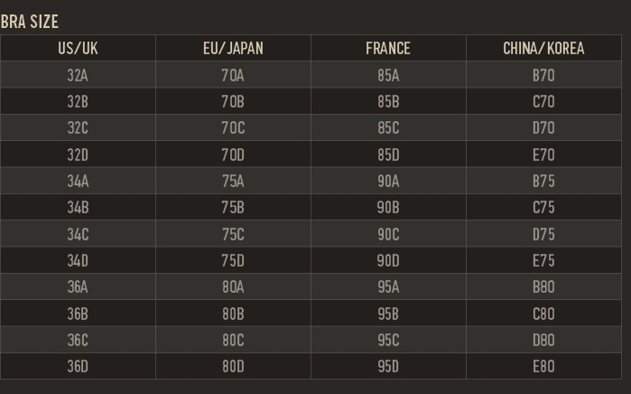 hollister clothing size chart