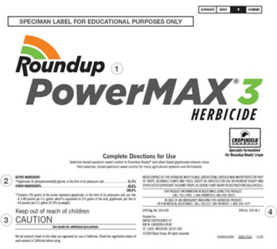 Roundup Powermax 3 label for educational purposed 1 of 3