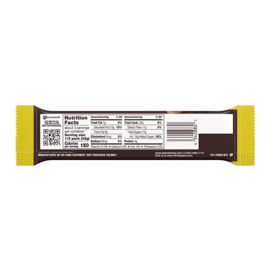 5TH AVENUE Crunchy Peanut Butter in Chocolate King Size Candy Bar, 3.4 oz - Back of Package