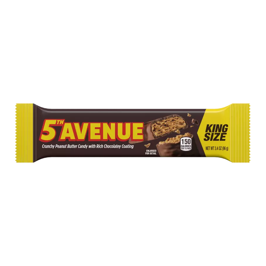 5TH AVENUE Crunchy Peanut Butter in Chocolate King Size Candy Bar, 3.4 oz - Front of Package