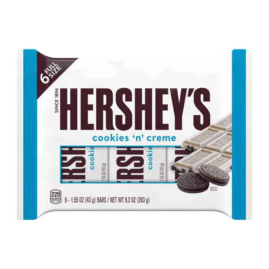 HERSHEY'S Cookies ‘N’ Creme Candy Bars, 9.3 oz, 6 pack - Front of Package