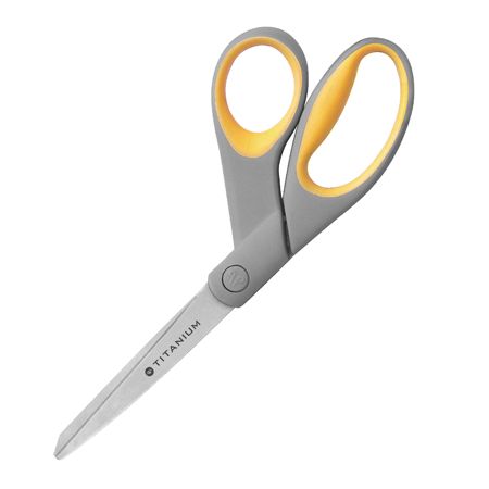 Westcott&reg; Titanium Bonded Scissors, 8", Pointed, Gray/Yellow