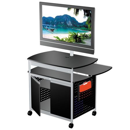Safco&reg; Scoot&trade; Mobile Audio/Visual Cart, With Cabinet, Black