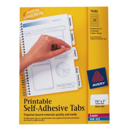 Avery Printable Self Adhesive Tabs White Pack Of 80 by Office Depot ...