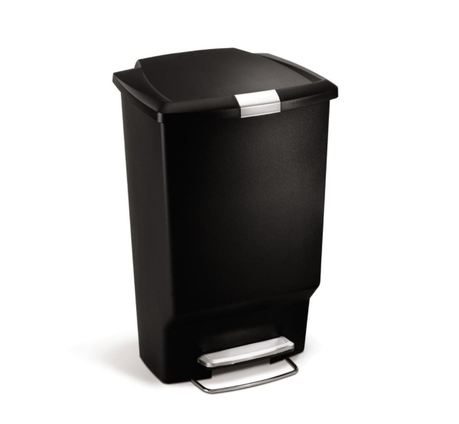simplehuman&reg; Plastic Rectangular Step Can, 12 Gallons, Black