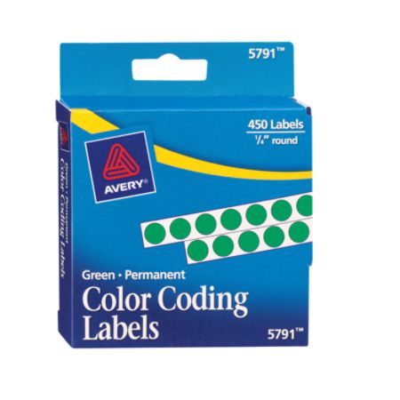 Avery Permanent Round Color Coding Labels 14 Diameter Green Pack Of 450 ...