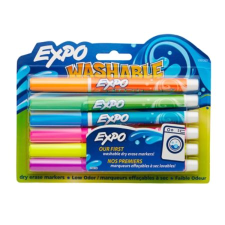 EXPO Washable Dry Erase Markers Assorted Fine Point Pack Of 6 by Office