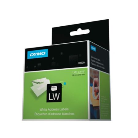 DYMO&reg; LabelWriter Address Labels, 1" Core, 1.13" x 3.5", White, 260 Per Roll, Box Of 2 Rolls
