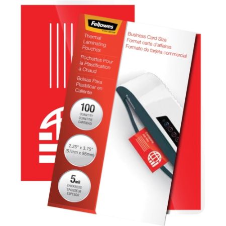 Fellowes&reg; Clear Laminating Pouches, 2 1/4" x 3 3/4", Pack Of 100