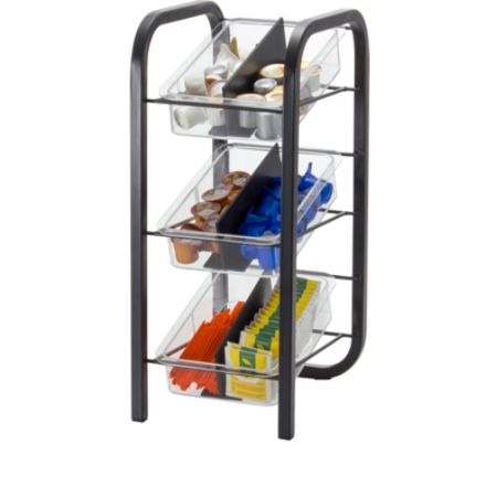 BreakCentral Condiment Tower, 18 1/4"H x 7 5/8"W x 9 3/4"D, Black/Clear